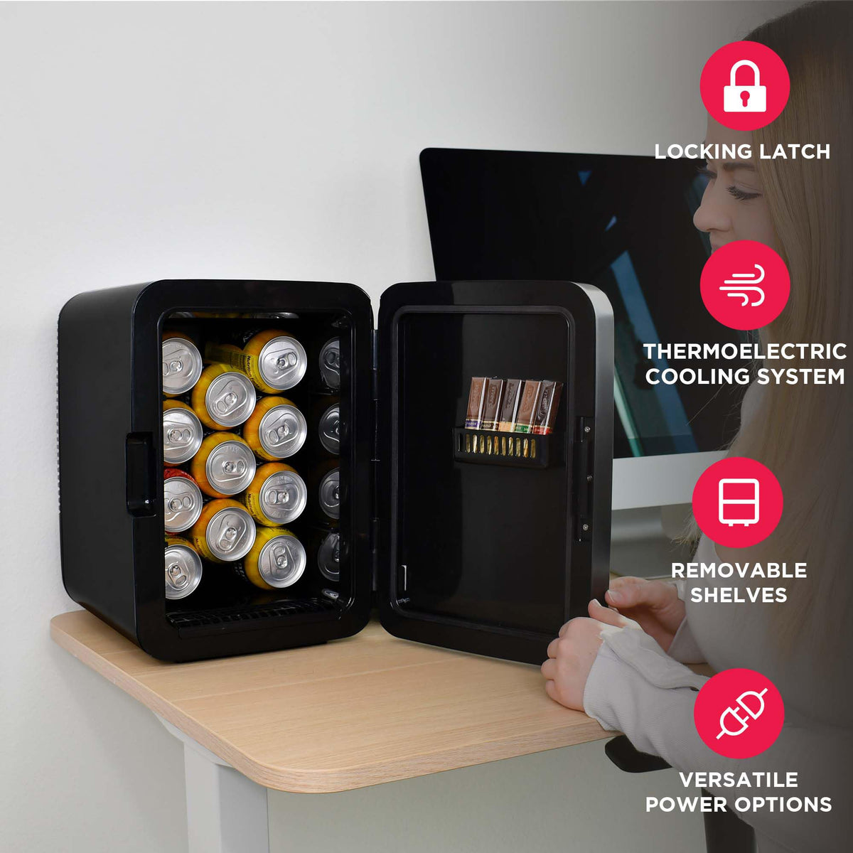 Frigidaire 10L 15-Can Mini Personal Fridge – Black Stainless