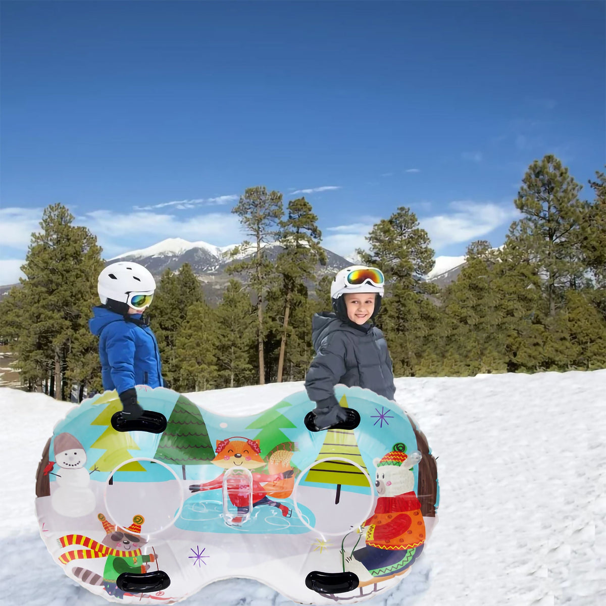 Gracious Living 2-Person Duo Inflatable Winter Snow Tube