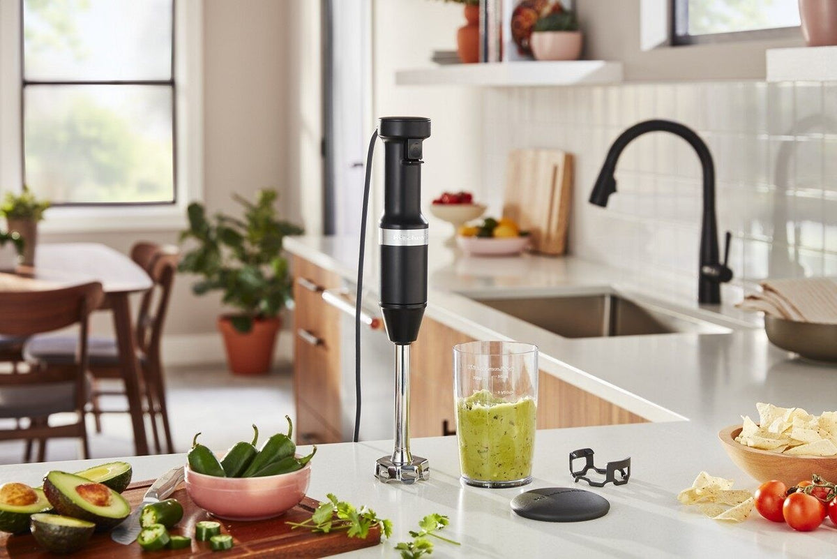 KitchenAid KHBV53BM Variable Speed Corded Hand Blender with Blending Jar, Black Matte
