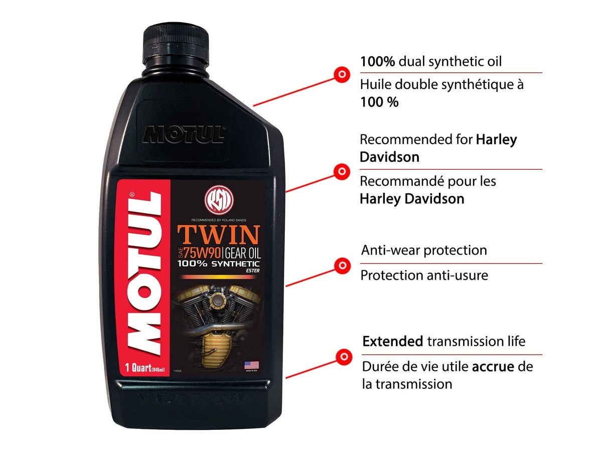 Motul Twin Synthetic Gear Motorcycle Oil 75W90, 946-mL