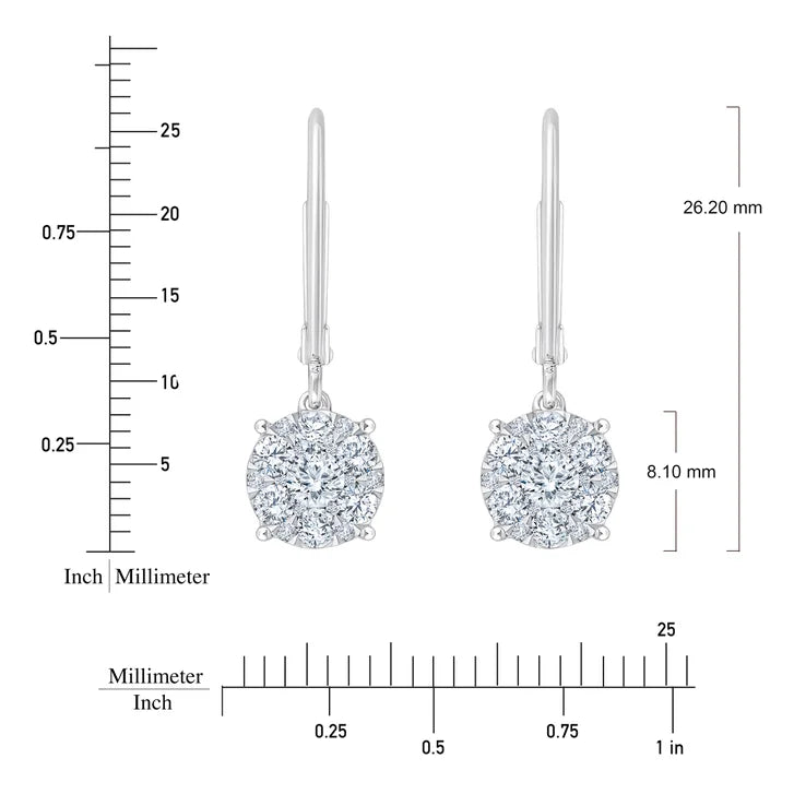 Round Brilliant Diamond Drop Earrings (1.00 ctw)