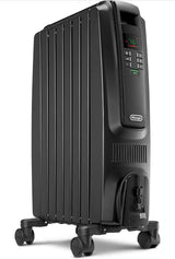 De'Longhi Oil Filled Radiator Space Heater, Quiet 1500W, Adjustable Thermostat, 3 Heat Settings, Timer, Energy Saving, Safety Features, White, Dragon TRD40615EBKCA, Black