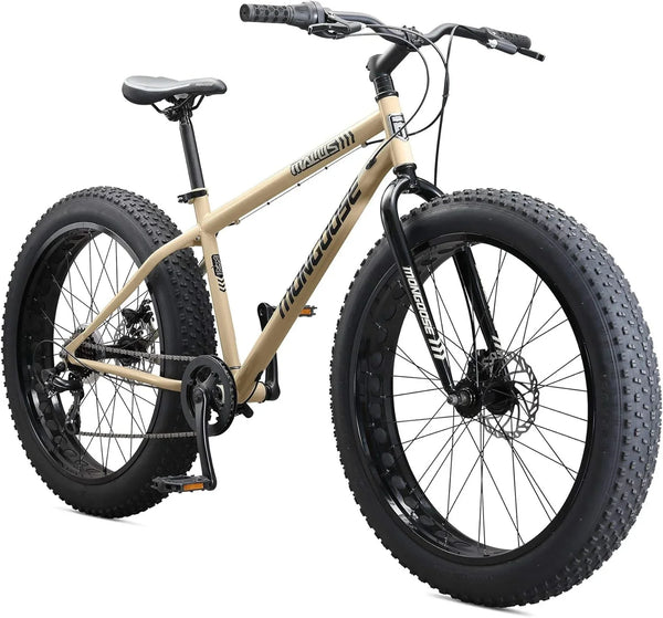Mens and Women Fat Tire Mountain Bike, 26-Inch Bicycle Wheels, 4-Inch Wide Knobby Tires, Steel Frame, 7 Speed Drivetrain, Shimano Rear Derailleur, Disc Brakes T2