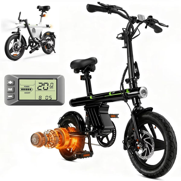 14 in Electric Bike for Adults,500W Folding E-Bike,Electric Commuter Mini Bikes,Electric Bicycles with 36V Removable Battery,Black D8