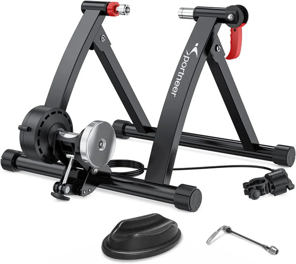 Bike Trainer Stand Indoor Riding - Sportneer Magnetic Stationary Bicycle Exercise Stand with Noise Reduction Wheel, 6 Resistance Adjustable R6