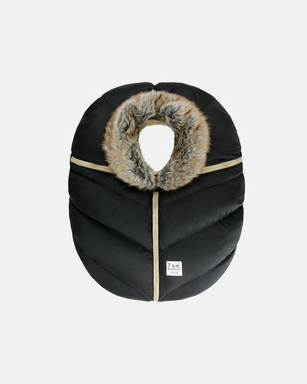 7AM Enfant Car Seat Cocoon Black Faux Fur O5