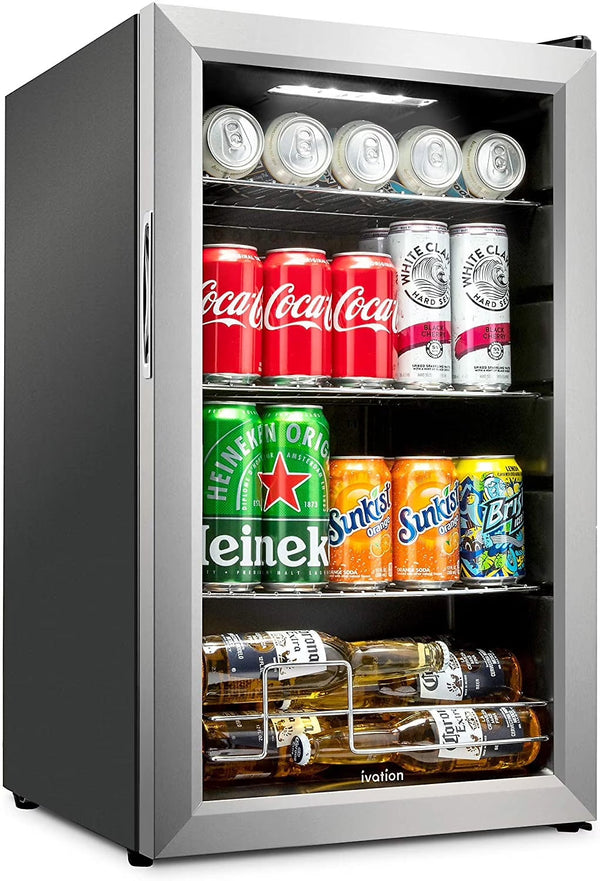 Ivation 101-Bottle Wine Cellar, Freestanding Mini Fridge - Stainless Steel W9