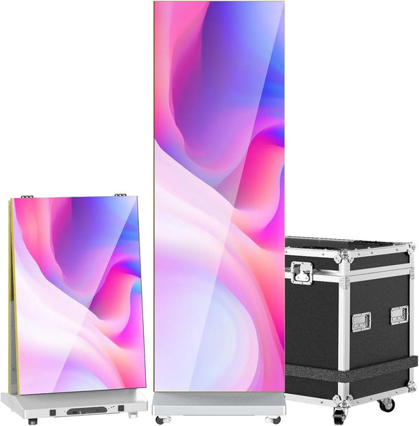 80" P1.86 Flexible Spliceable LED Poster Display – USB Plug-and-Play, Mobile & PC Remote Control, Digital Signage Advertising Screen (Silver, 1-Pack) Q2