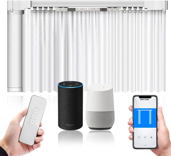 Electric Smart Curtains System, Automatic Curtain Opener, Motorized Curtains Rod with Remote, Compatible with Alexa/Google Home/Tuya App (Up to 204inches) E2