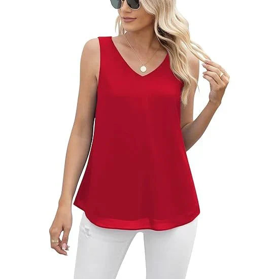 Women's Summer Sleeveless Chiffon Casual Tops C6