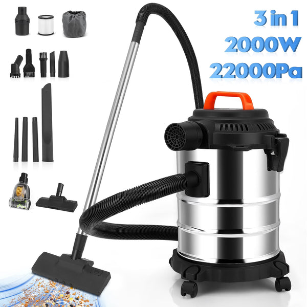 RELOIVE Wet Dry Vacuum,4.5 Gallon 2000W 6.5 Peak HP,3-in-1 Stainless Steel Shop Vacuum Wet and Dry,with Filter and Attachments for House Garage... K1
