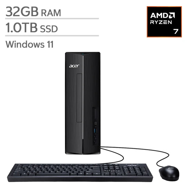 Acer Aspire Slim Desktop, AMD Ryzen 7 7730U - 32GB RAM, 1TB SSD W3