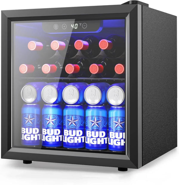 Beverage Refrigerator Cooler - 126 Can Mini Fridge with Glass Door for Soda Beer or Wine, Beverage Cooler for Home, Office, Bar with Adjustable Removable Shelves, Silver Q1