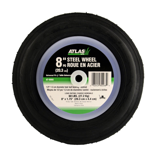 Atlas Steel Lawn Mower Replacement Wheel with Ball Bearings, 8-in x 1.5-in O3