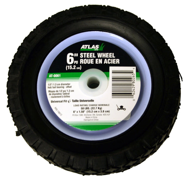 Atlas Steel Lawn Mower Wheel with Ball Bearings, 6-in x 1.5-in Q8