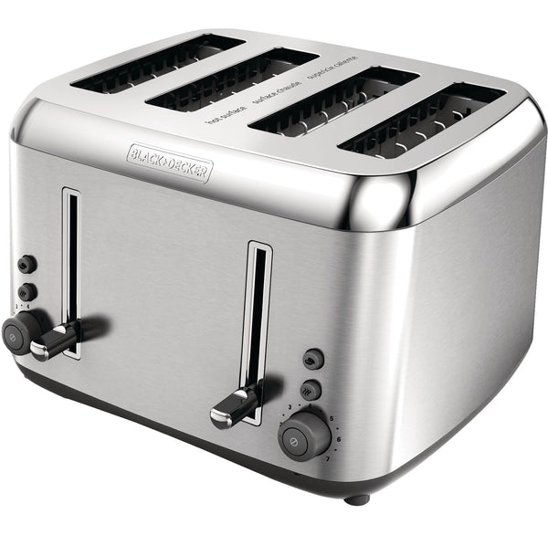 Black & Decker Toaster Kitchen Tools Extra Wide with 7 Settings, Stainless Steel, 4-Slices I0