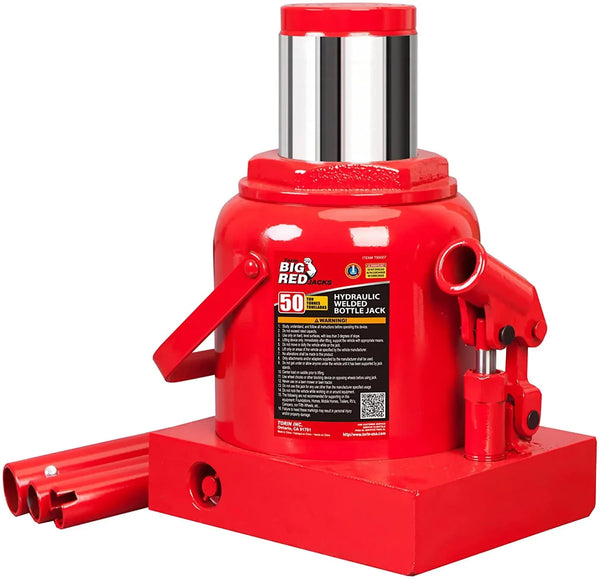 BIG RED 50 Ton Low Profile Hydraulic Bottle Jack – Welded Construction for Automotive & Heavy Lifting U5