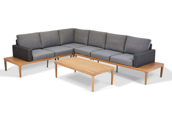 CANVAS Edenvale Aluminum Frame & Wicker Faux Wood Finish Outdoor/Patio Sectional Set, 4-pc J2