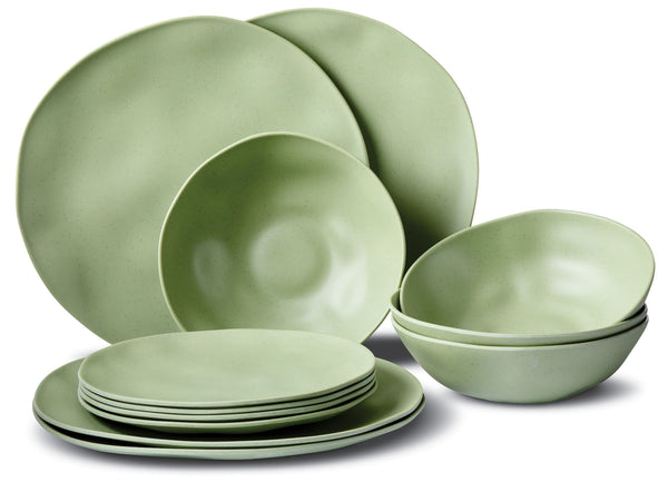 CANVAS Everyday Dinnerware Set, BPA-Free, Sage Green, 12-pk U0