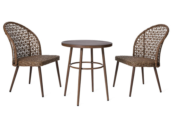 CANVAS Grayling Wicker Outdoor Patio Chat Set with Padded Cushions, Brown, 3-pc F2