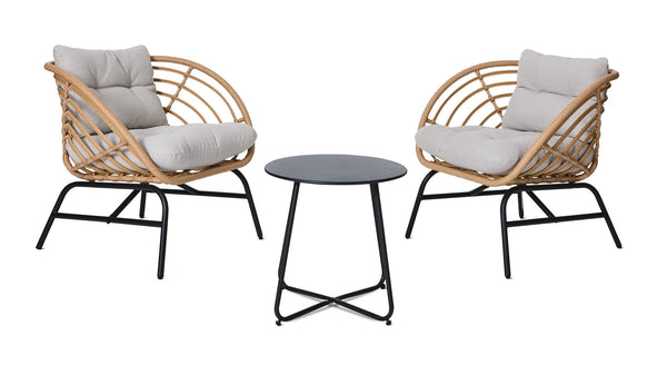CANVAS Leslieville Outdoor Patio Chat Set with Tufted Cushions, Brown, 3-pc S7