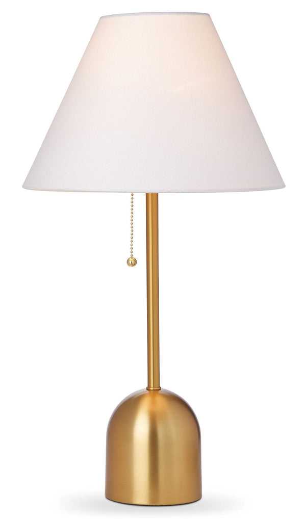 CANVAS White Linen Cone Shade Table Lamp, 22-in, Antique Brass M8