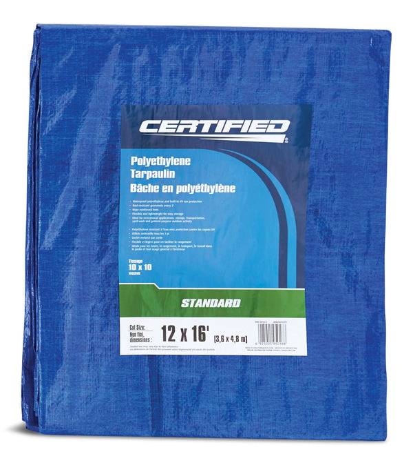 Certified Standard Duty Poly Tarp, Waterproof, 12-ft x 16-ft I4
