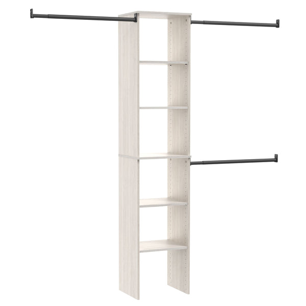 ClosetMaid Suite Symphony Laminate Wood Tower Starter Kit with Rods, White Timber, 16-in M3