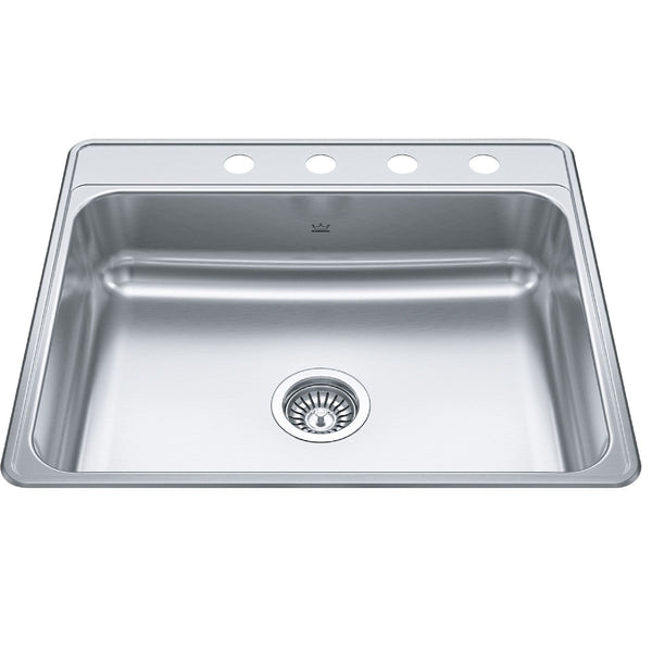 Creemore Drop-In Single 4-Hole Stainless Steel Sink, 22x25-in B5
