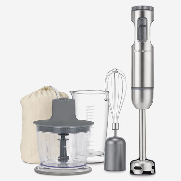 Cuisinart SmartStick 2-Speed Corded Hand Blender with Chopper & Whisk Attachments, Stainless Steel H0