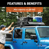 CURT 18119 Quick-Release Roof Rack Crossbars, Black Steel, Select Jeep Wrangler JK