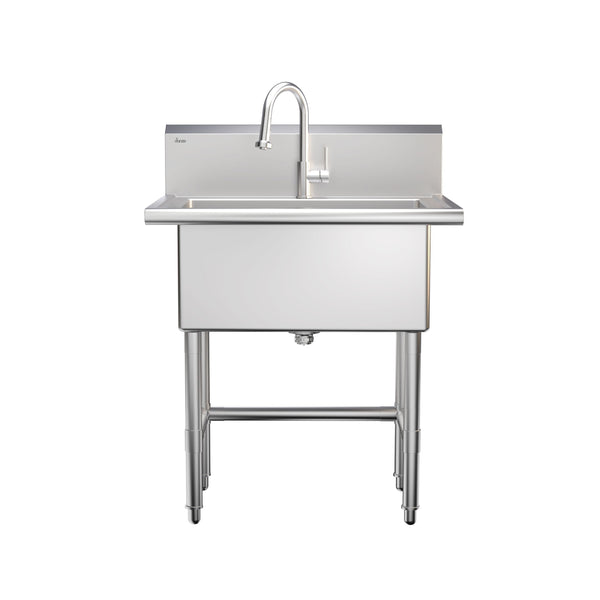 Danze Single Deep Bowl Stainless Steel Utility Sink with Pull-Down Faucet & Strainer, 30-in I8