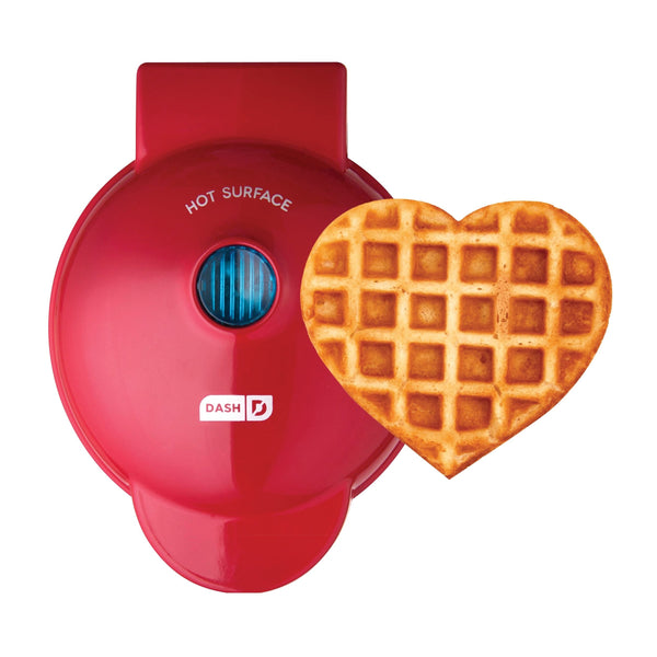 Dash Heart Compact Mini, Non-Stick Waffle Maker, Red M6