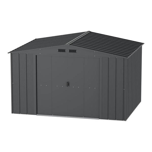 Duramax Metal Outdoor Storage Shed with Steel Frame, Dark Grey, 10-1/2-ft x 8-ft H2