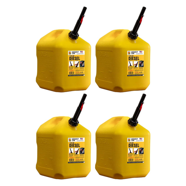 5 Gallon Diesel Can Fuel Container w/ Auto Shut Off (4 Pack) V2