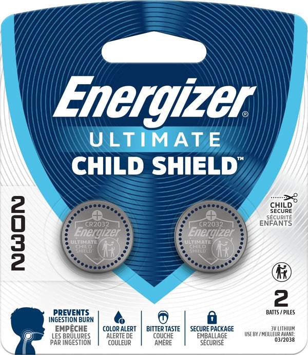 Energizer 2032 Child Shield Lithium Battery, 2-Pack H9