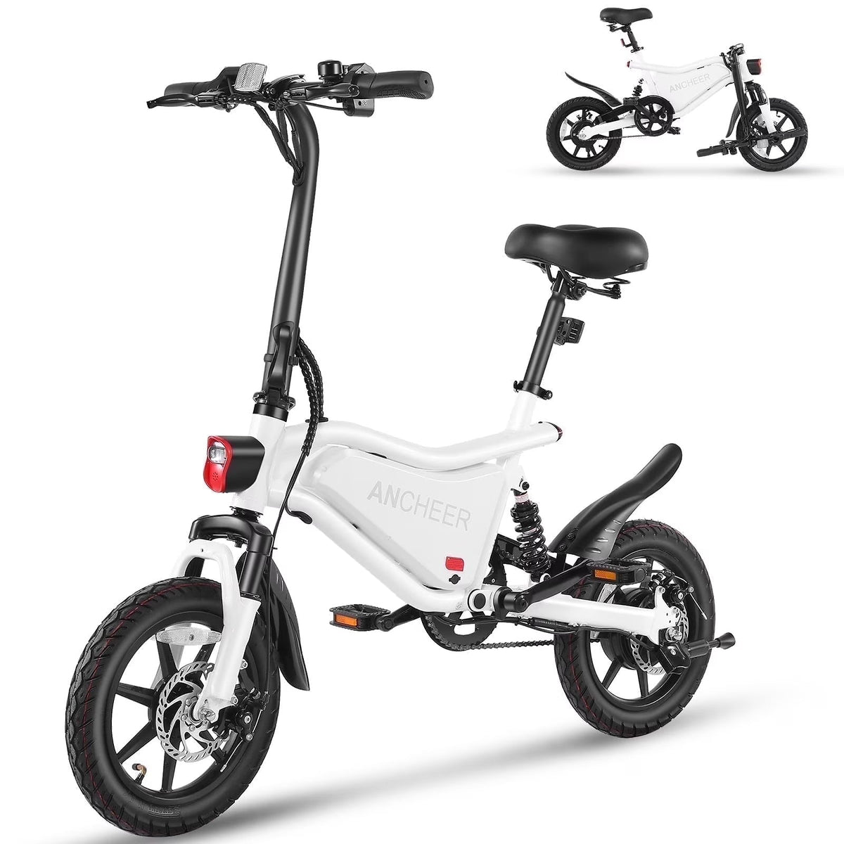 ANCHEER Peak 500W Electric Bike for Adults, Foldable Electric Bikes with 48V 374Wh Battery, 14 in Electric Bicycle for Men Women, LCD Digital...