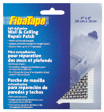 FibaTape Self-Adhesive Wall & Ceiling Hole Repair Patch For Drywall & Plaster, 4 x 4-in G5