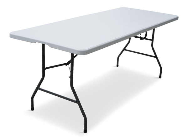 For Living 6-ft Portable Indoor/Outdoor Plastic & Metal Folding Table with Handle, White S8