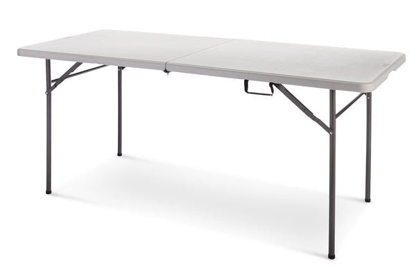 For Living 6-ft Portable Plastic & Metal Folding Table with Handle, Grey G5
