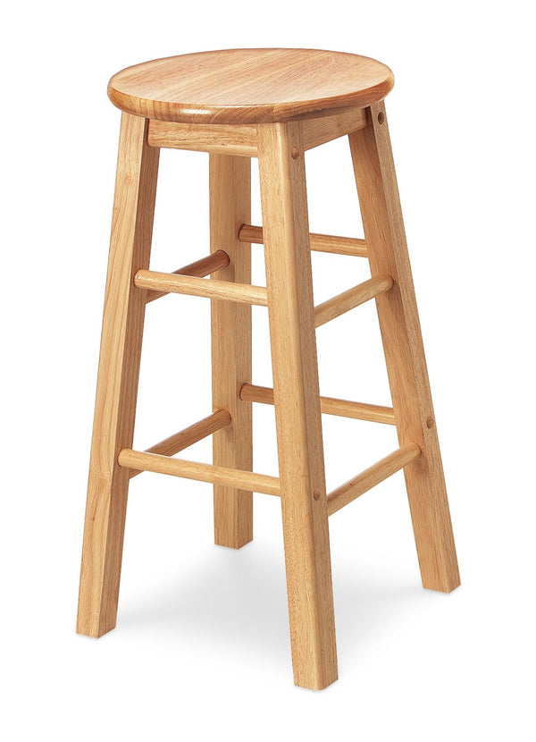 For Living Solid Wood 24" Bar Stool Armless Backless, Natural Finish J5
