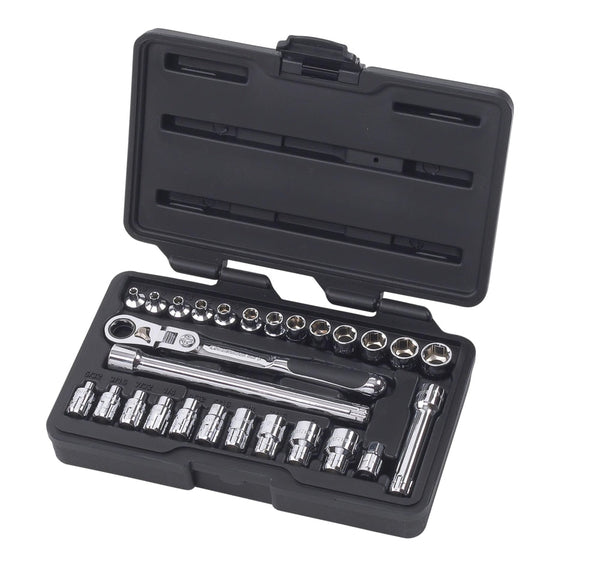 GearWrench Pass-Thru 1/4-in Drive Socket Set 27-pc, SAE/Metric U0