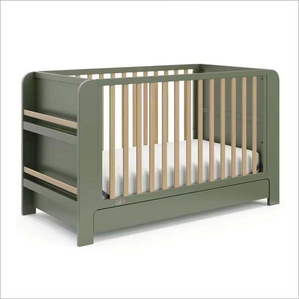 Graco Read-with-Me 4-in-1 Crib with Drawer - Olive/Driftwood D7