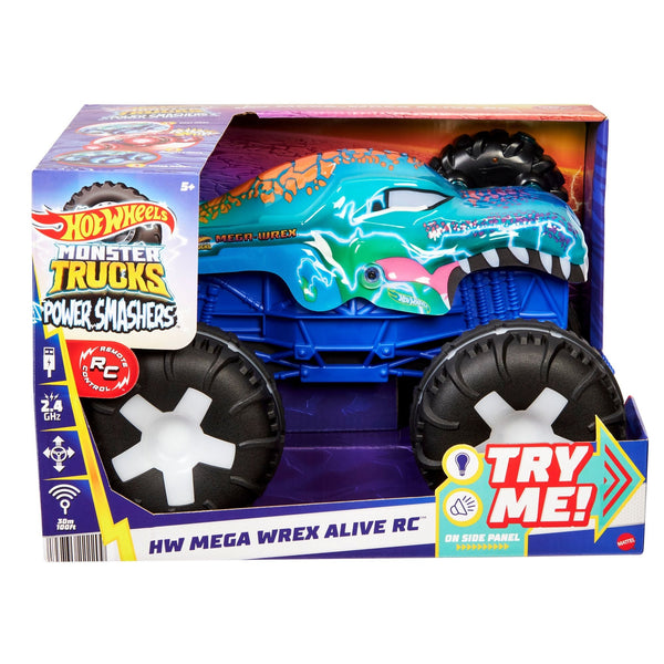 Hot Wheels Monster Truck Remote Controlled 1:15 Scale Mega Wrex Toy Vehicle with Sounds & Lights, Ages 5+ N2