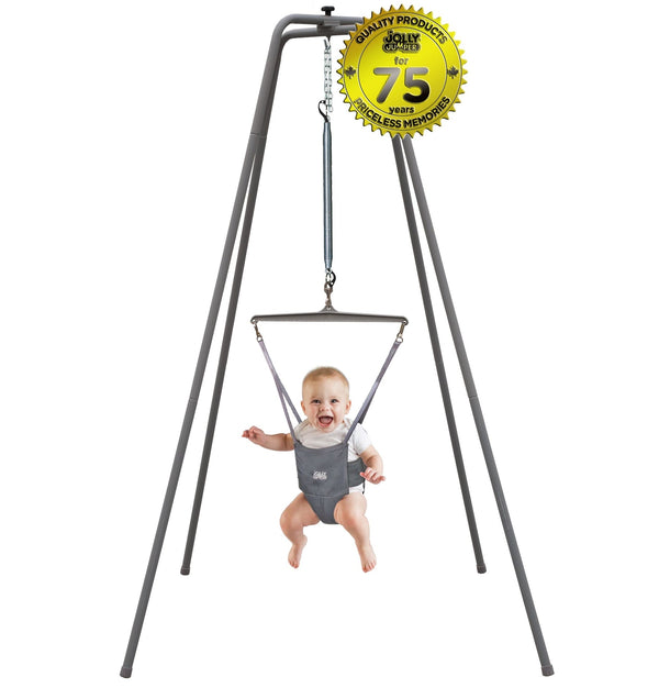 Jolly Jumper Standing Baby Exerciser with Super Stand, Grey, Ages 3m+ W2