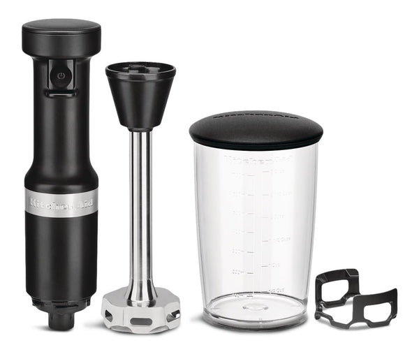 KitchenAid KHBV53BM Variable Speed Corded Hand Blender with Blending Jar, Black Matte Y5