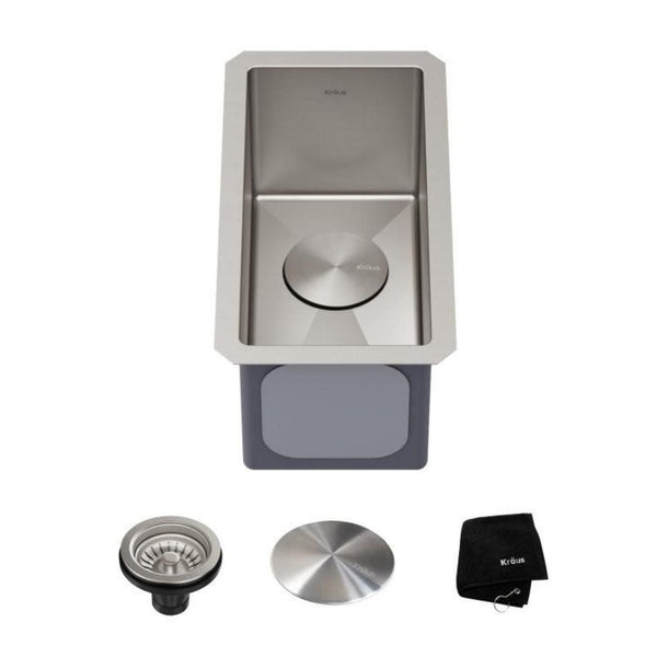Kraus Standart PRO Undermount 16-Gauge Stainless Steel Single Bowl Bar Prep Kitchen Sink, 10-in E0