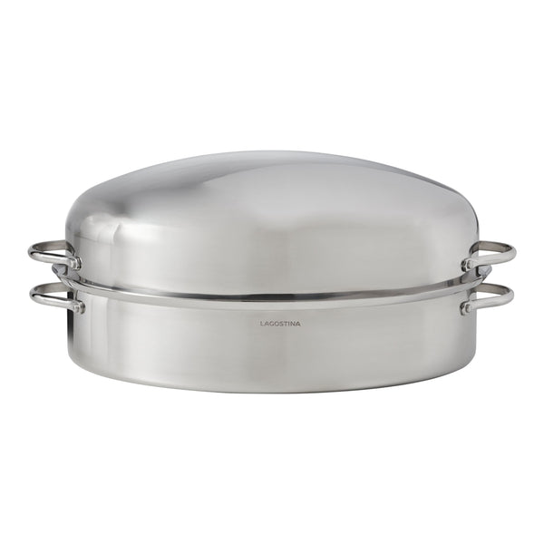 Lagostina 18/10 Stainless Steel Roaster with Removable Rack, 43 x 33cm N4