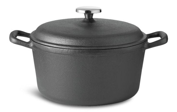 Lagostina Pre-Seasoned Casserole Dish, Cast Iron, Black, 6-qt D5