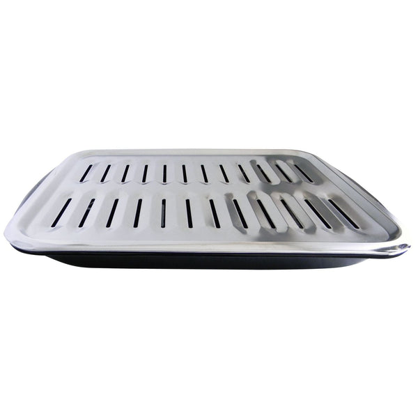 Laser 62250 2-in-1 Broiler Pan, Chrome/Porcelain, Dishwasher Safe, Black, 16 x 12.75 x 1.75-in V1